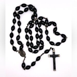 Vintage Wood Priest Monk Rosary Made In Italy
